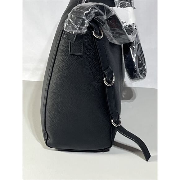 Tahari Avery Vegan Leather Hobo Bag Shoulder Crossbody Bag Black Zip Top Large - Picture 4 of 10